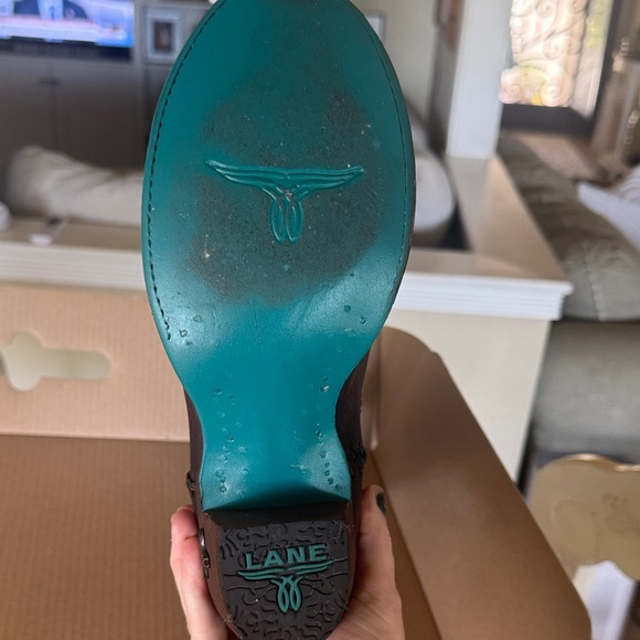 Lane Plain Jane Rustic Brown Heeled Western Boots cognac - Picture 9 of 10